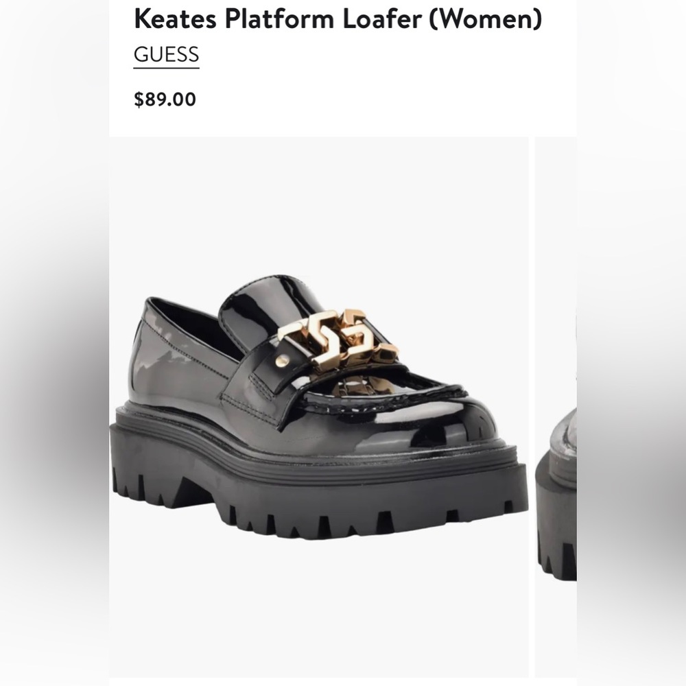 Guess chunky parent leather buckle loafer
